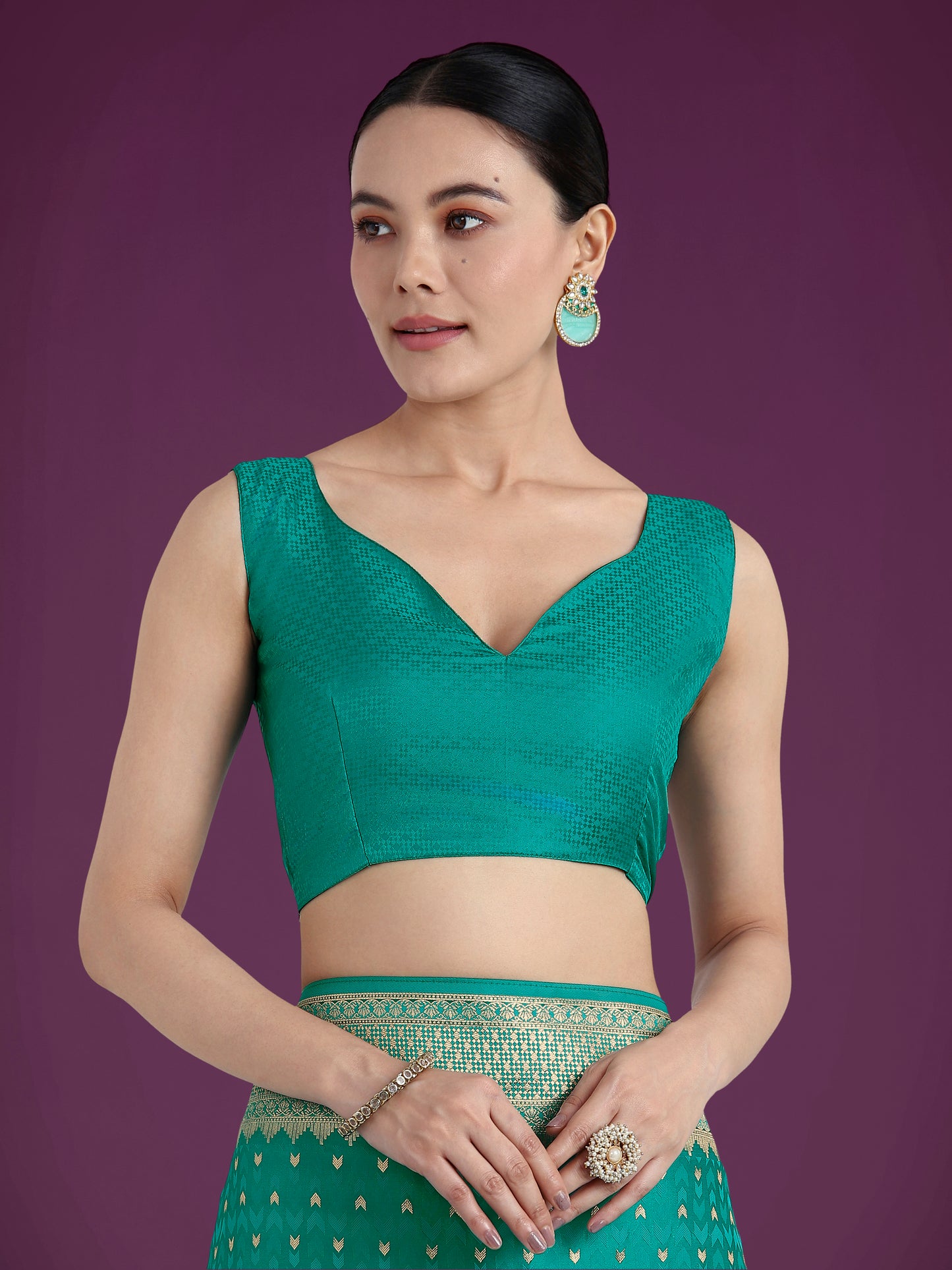 Dhiyona MJ Gorgeous Turquoise Woven Banarasi Satin Designer Silk Saree