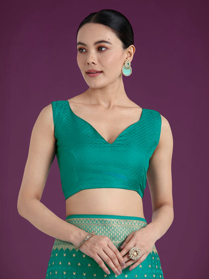 Dhiyona MJ Gorgeous Turquoise Woven Banarasi Satin Designer Silk Saree