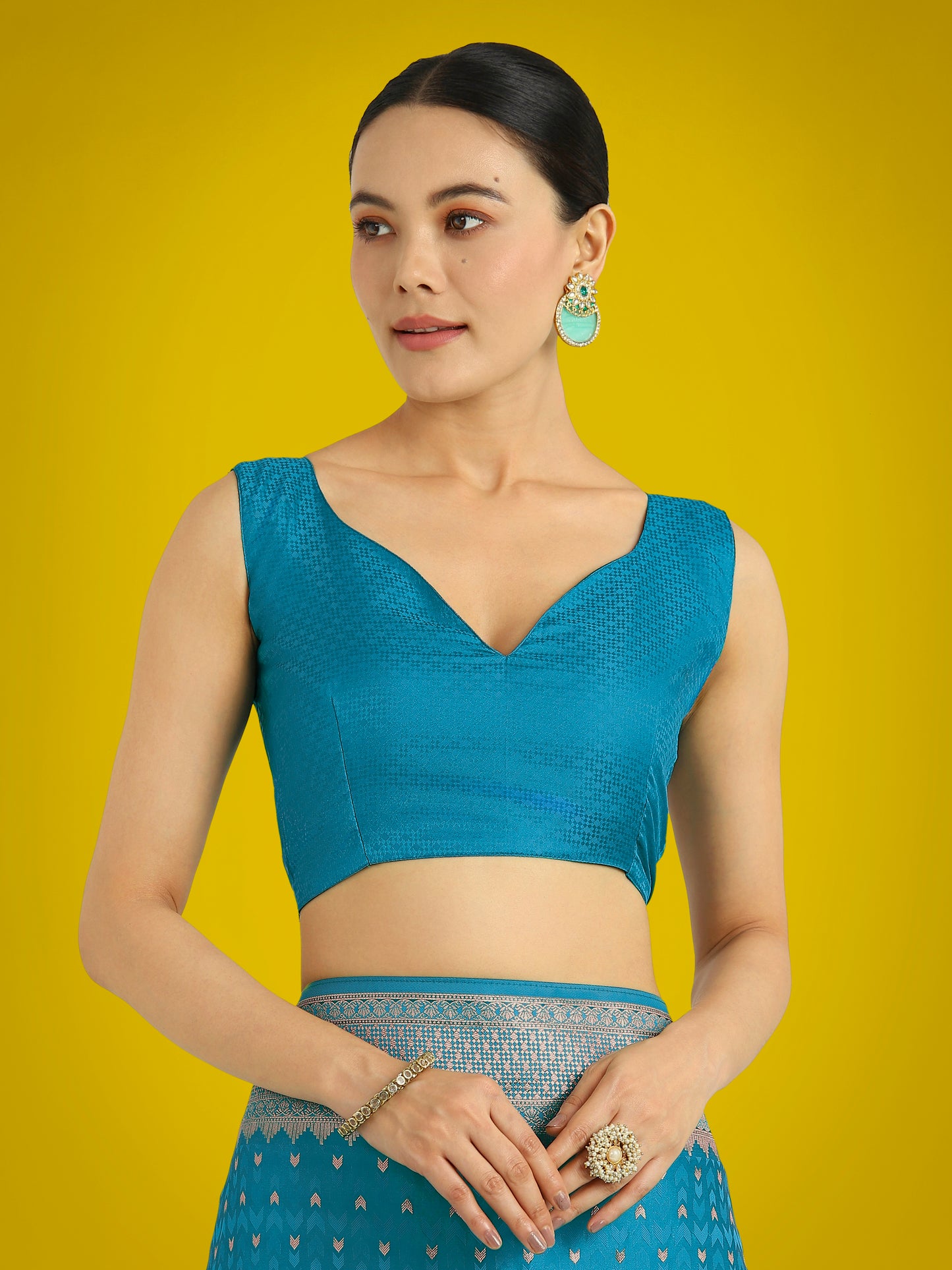 Dhiyona MJ Gorgeous Cyan blue Woven Banarasi Satin Designer Silk Saree