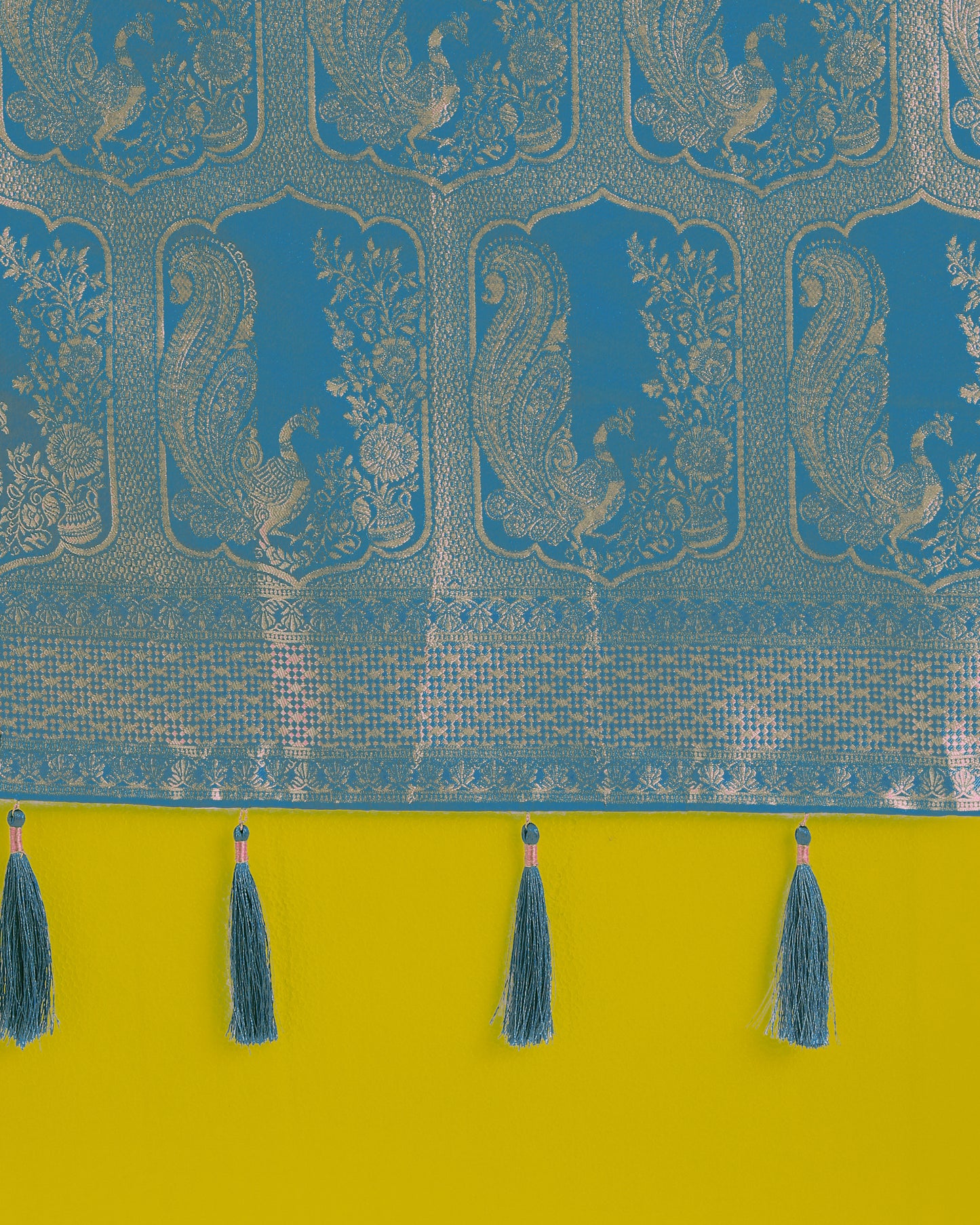 Dhiyona MJ Gorgeous Cyan blue Woven Banarasi Satin Designer Silk Saree