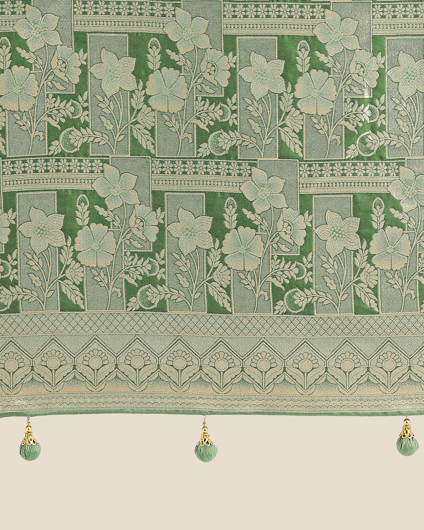 Dhiyona MJ Green Color Banarasi Satin Silk Zari Weaving Festival Saree