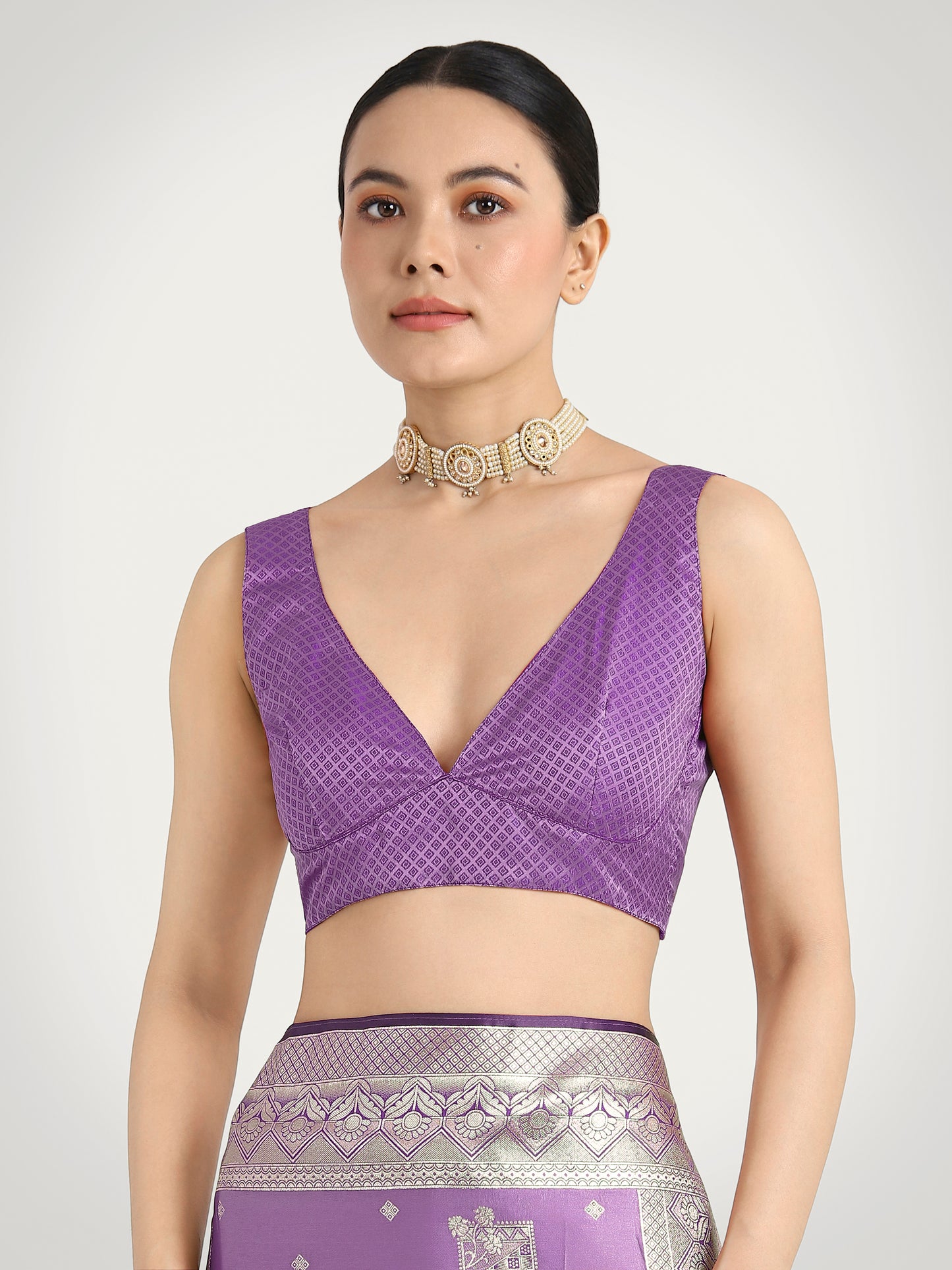 Dhiyona MJ Lavender Color Banarasi Satin Silk Zari Weaving Festival Saree