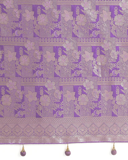 Dhiyona MJ Lavender Color Banarasi Satin Silk Zari Weaving Festival Saree