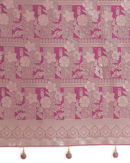 Dhiyona MJ Rose Pink Color Banarasi Satin Silk Zari Weaving Festival Saree