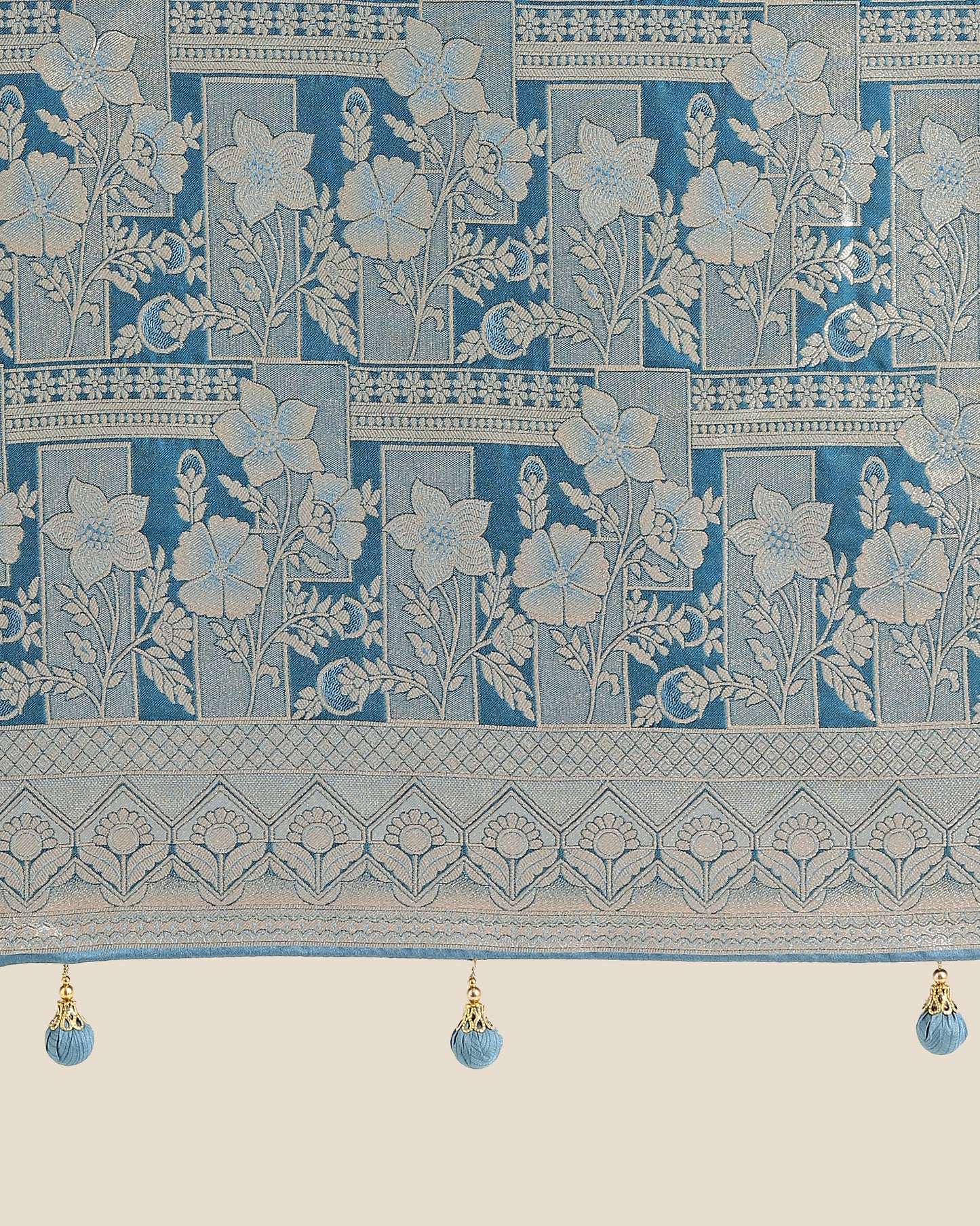 Dhiyona MJ Cyan blue Pink Color Banarasi Satin Silk Zari Weaving Festival Saree