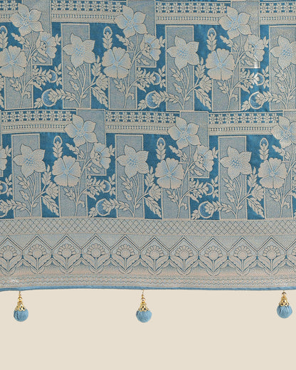 Dhiyona MJ Cyan blue Pink Color Banarasi Satin Silk Zari Weaving Festival Saree