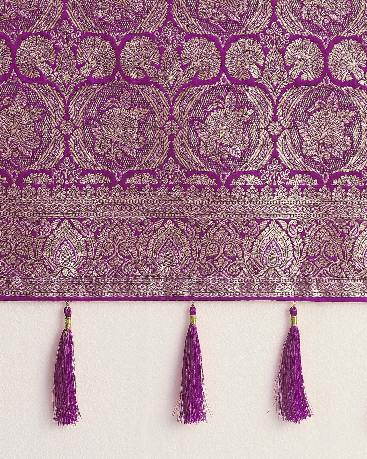 Dhiyona MJ Effervescent Purple Soft Banarasi Satin Silk Saree With Elision Blouse Piece