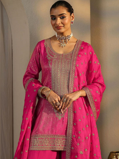 Dhiyona LL Women Ethnic Motifs Embroidered Regular Kurta with Palazzos & With Dupatta