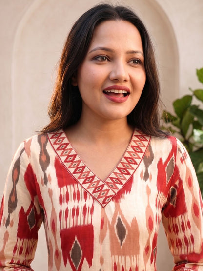 SASHA CORAL PRINTED KURTA PANT SET