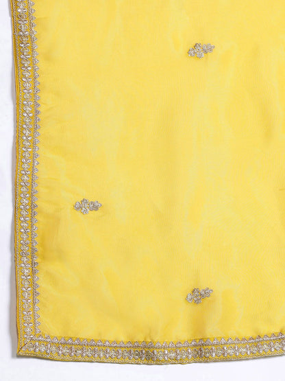 Dhiyona IE Ethnic Motifs Embroidered Sequinned Kurta with Palazzos & With Dupatta
