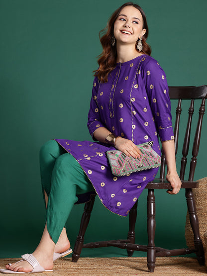 Ethnic Motifs A-Line Kurta Set