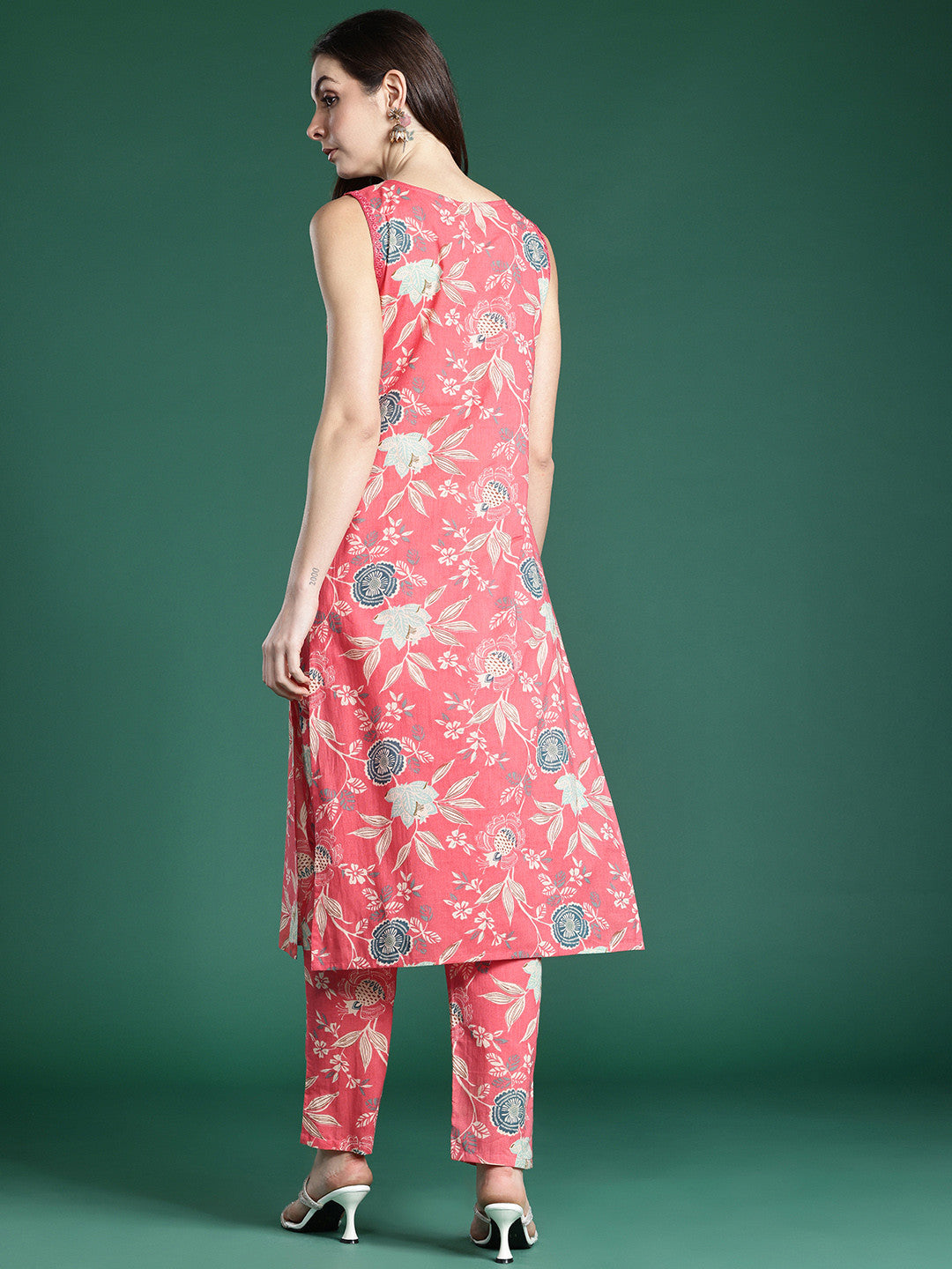 Floral Printed Pure Cotton Kurta with Trousers
