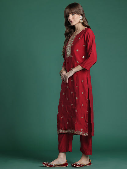 Ethnic Motifs Kurta with Trousers & Dupatta