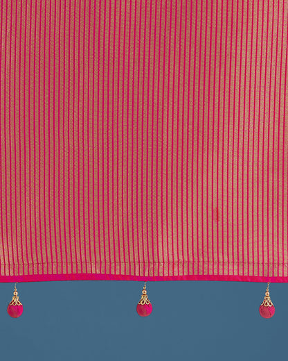 Dhiyona MJ Banarasi Silk Rani Pink Zaal Pattern Traditional Saree