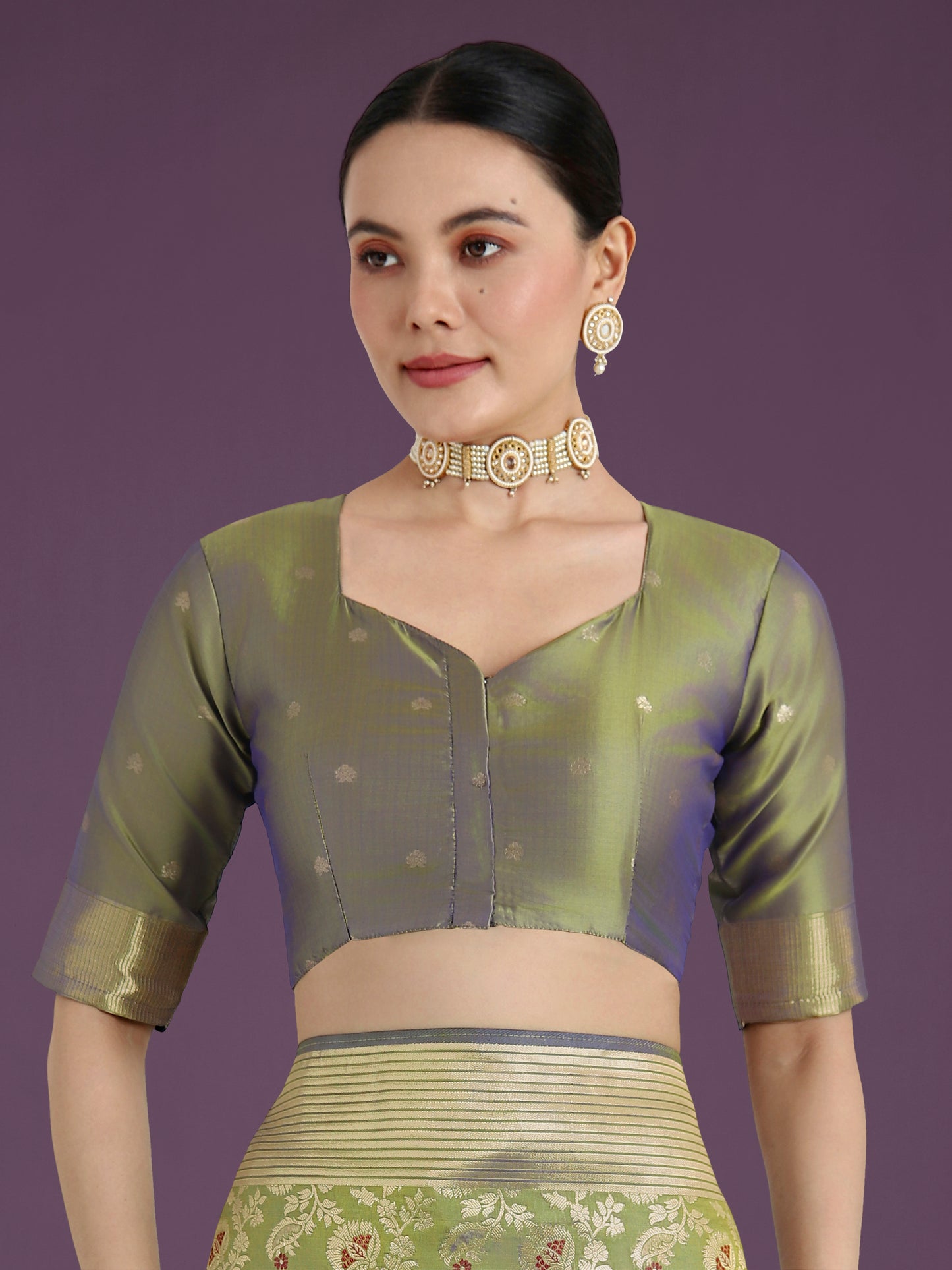 Dhiyona MJ Banarasi Silk Olive Zaal Pattern Traditional Saree