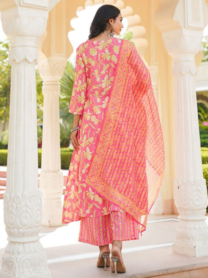 Dhiyona KL Women Floral Printed Kurta with Palazzo & Dupatta