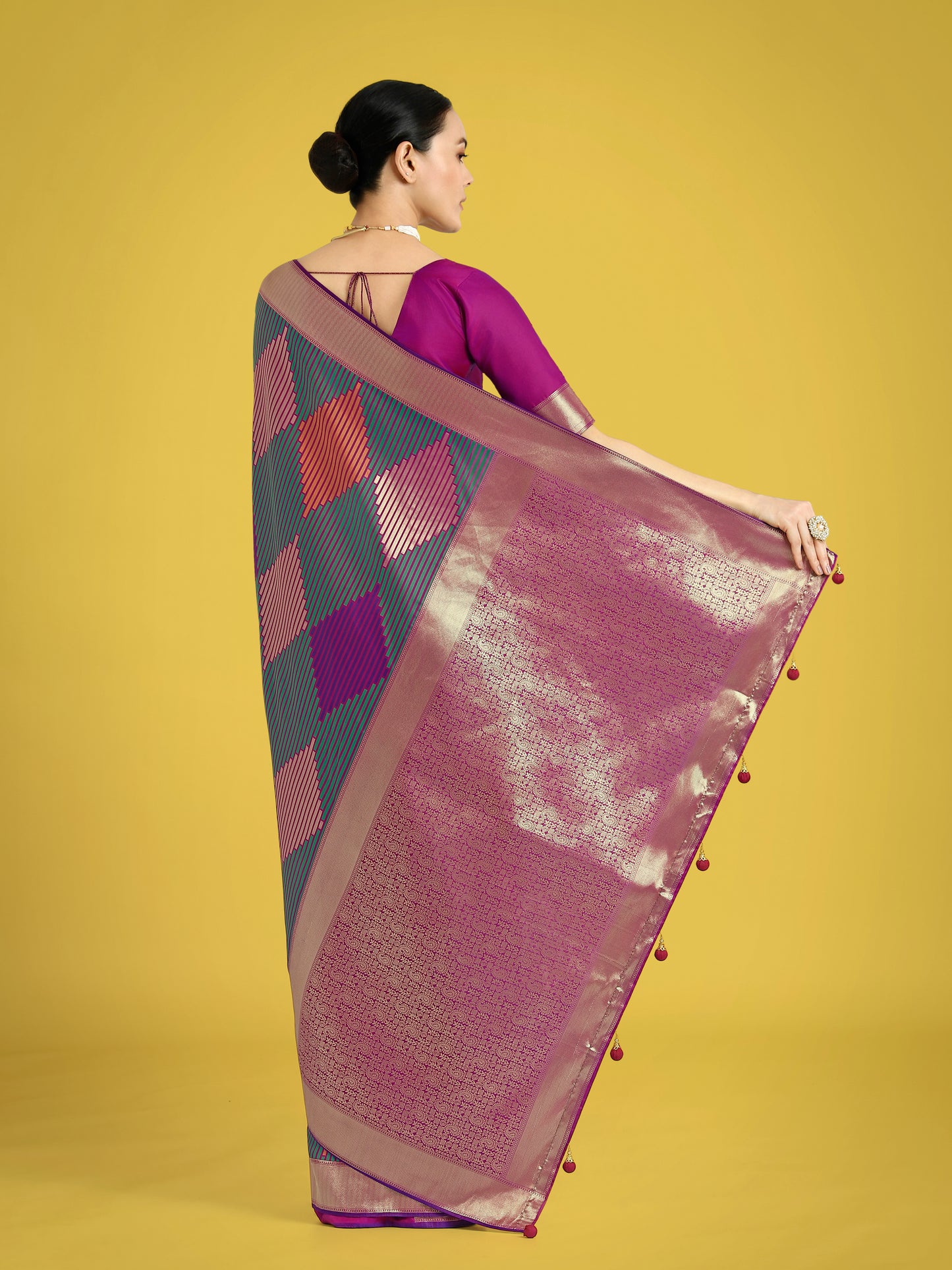 Dhiyona MJ Multi Colour Banarasi Silk Zari Weaving Classic Saree