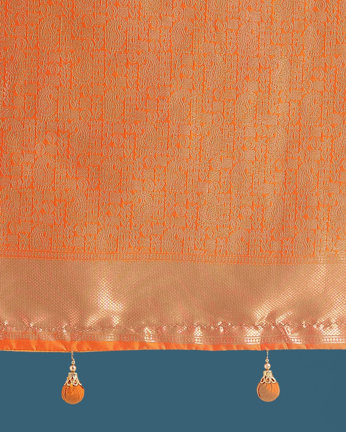 Dhiyona MJ Orange Colour Banarasi  Silk Zari Weaving Classic Saree