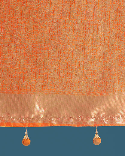 Dhiyona MJ Orange Colour Banarasi  Silk Zari Weaving Classic Saree