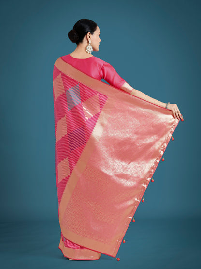Dhiyona MJ Light Pink Colour Banarasi Silk Zari Weaving Classic Saree