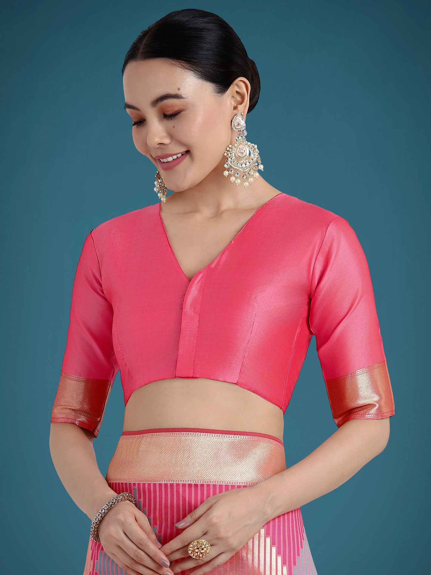 Dhiyona MJ Light Pink Colour Banarasi Silk Zari Weaving Classic Saree