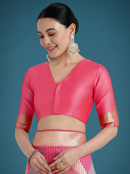 Dhiyona MJ Light Pink Colour Banarasi Silk Zari Weaving Classic Saree