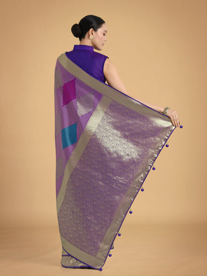Dhiyona MJ Lavender Colour Banarasi Silk Zari Weaving Classic Saree