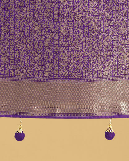 Dhiyona MJ Lavender Colour Banarasi Silk Zari Weaving Classic Saree