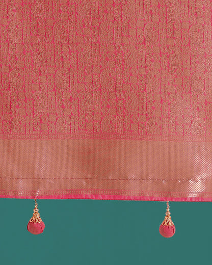 Dhiyona MJ Pink Colour Banarasi Satin Silk Zari Weaving Classic Saree