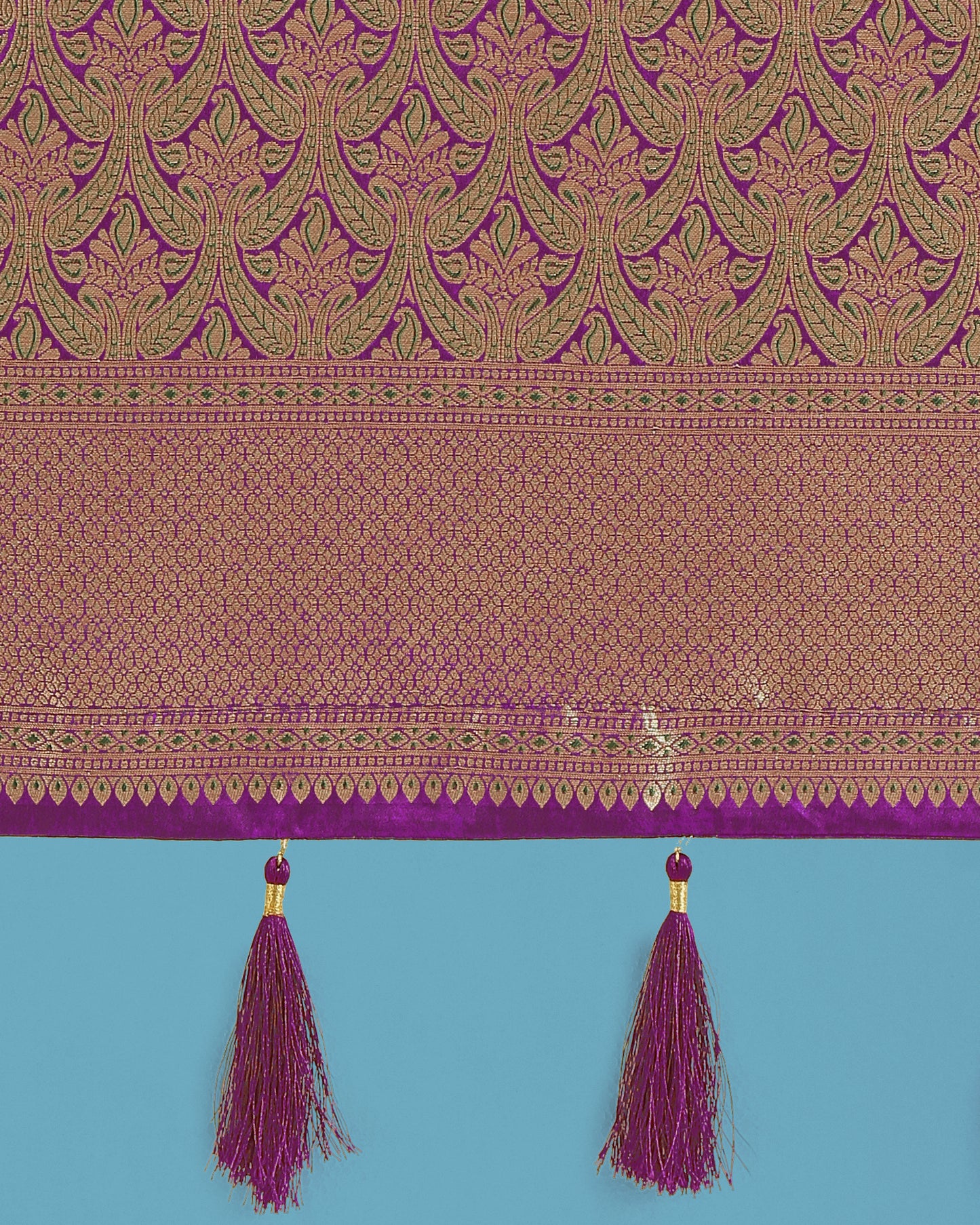 Dhiyona MJ Dark Purple Color Baanrasi Satin Silk Saree for Wedding Functions