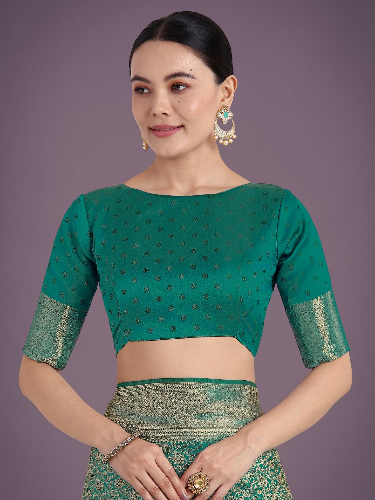 Dhiyona MJ Teal Color Baanrasi Satin Silk Saree for Wedding Functions