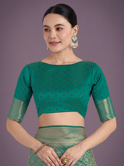Dhiyona MJ Teal Color Baanrasi Satin Silk Saree for Wedding Functions