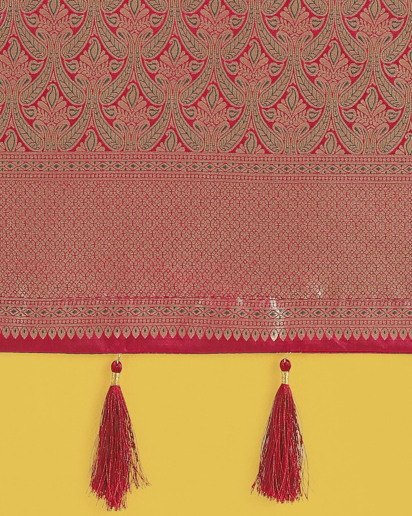 Dhiyona MJ Maroon Color Baanrasi Satin Silk Saree for Wedding Functions