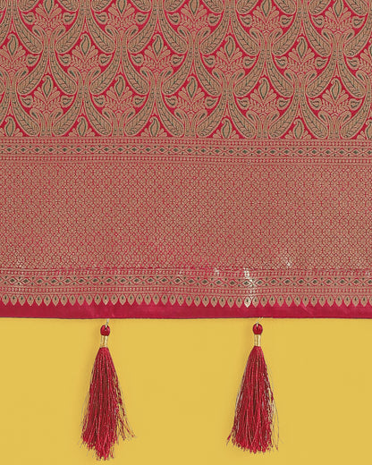 Dhiyona MJ Maroon Color Baanrasi Satin Silk Saree for Wedding Functions