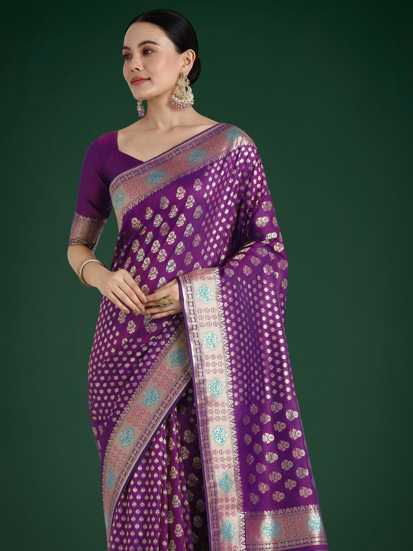 Dhiyona MJ Purple Colour Banarasi Silk Zari Weaving Classic Saree