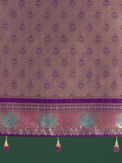 Dhiyona MJ Purple Colour Banarasi Silk Zari Weaving Classic Saree