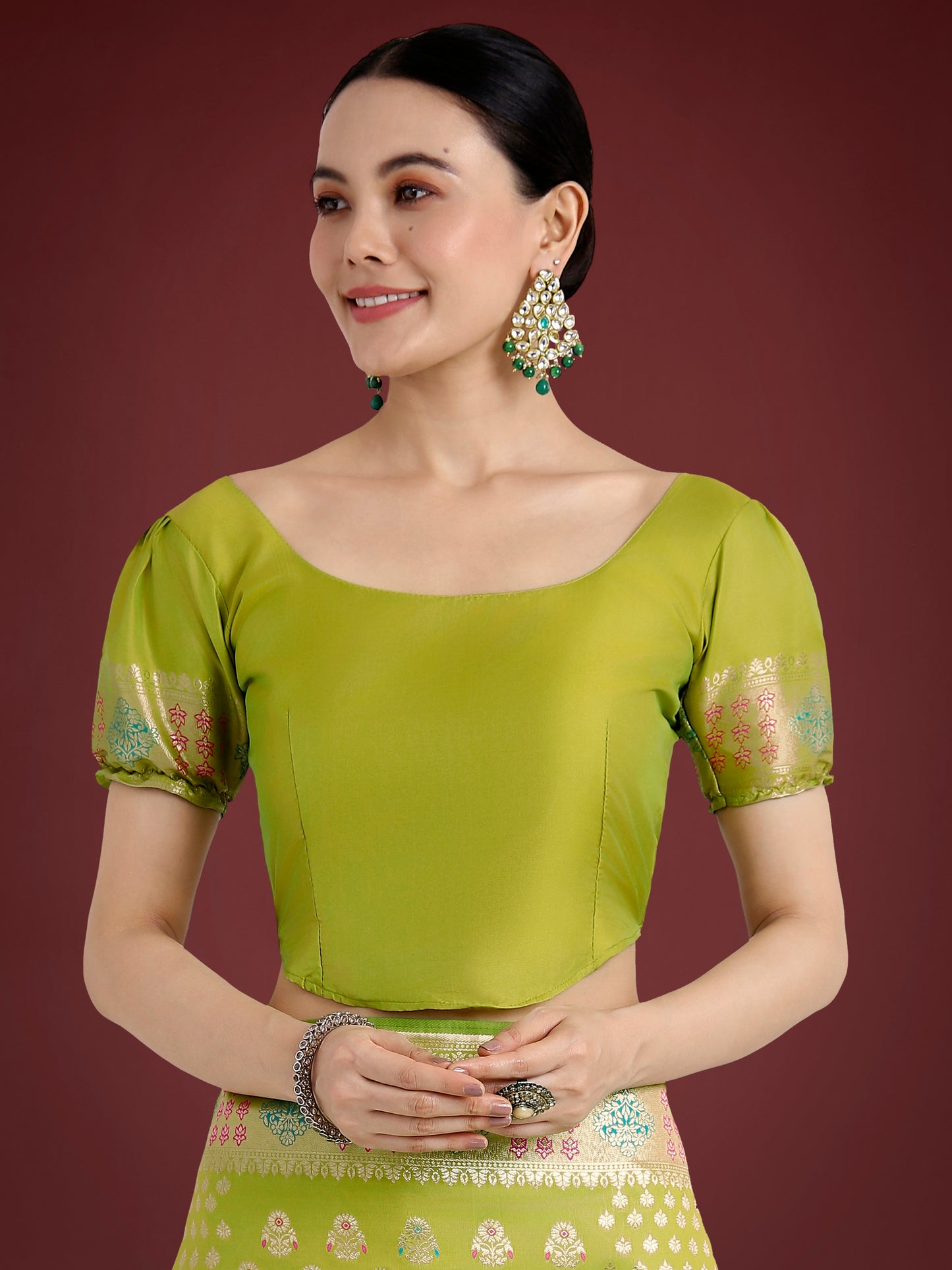 Dhiyona MJ Lime Green Colour Banarasi  Silk Zari Weaving Classic Saree