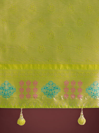 Dhiyona MJ Lime Green Colour Banarasi  Silk Zari Weaving Classic Saree