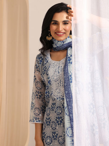 Women Floral Printed Regular Kurta with Trousers & With Dupatta