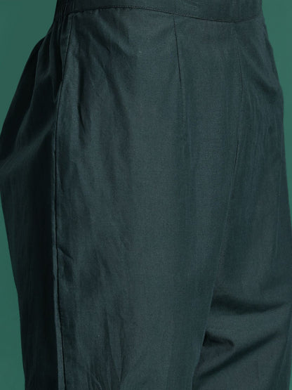 Dhiyona IE Women Ethnic Motifs Printed Empire Gotta Patti Pure Cotton Kurta with Trousers & With Dupatta