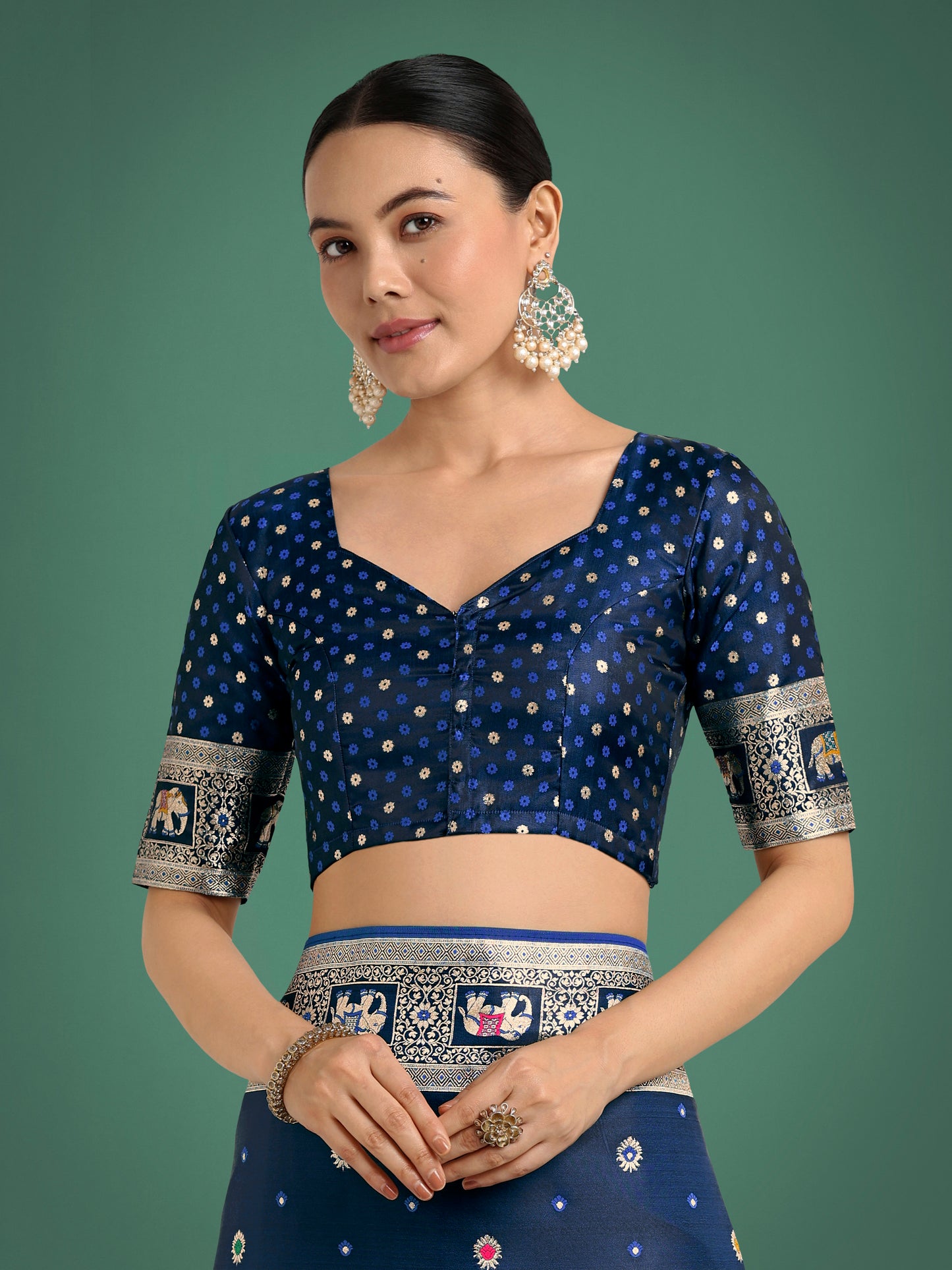 Dhiyona MJ Gorgeous Blue Woven Banarasi Designer Satin Silk Saree