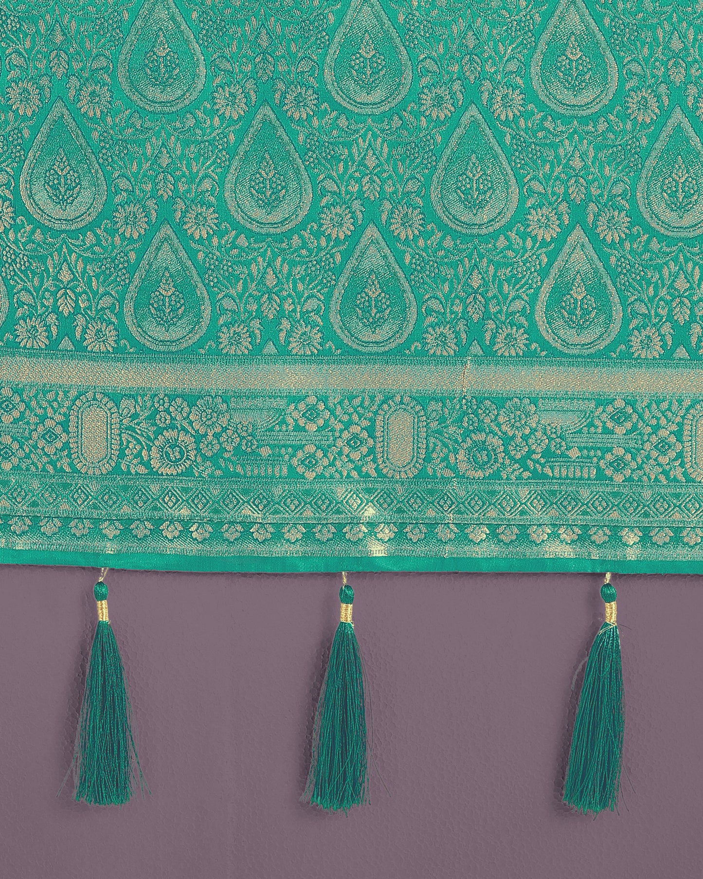 Dhiyona MJ Turquoise With Gold Bordar Banarasi Woven Satin Saree