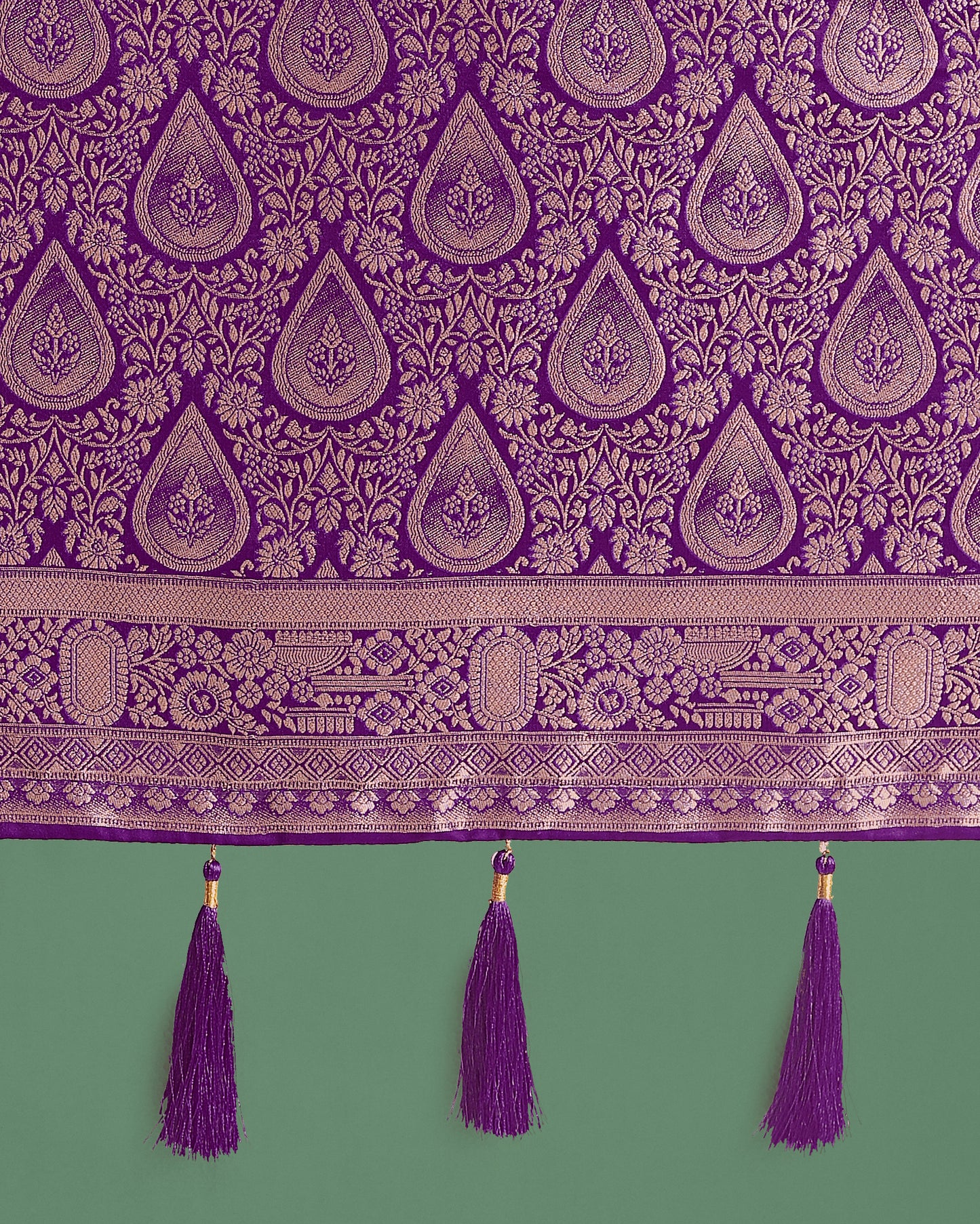 Dhiyona MJ Purple With Gold Bordar Banarasi Woven Satin Saree
