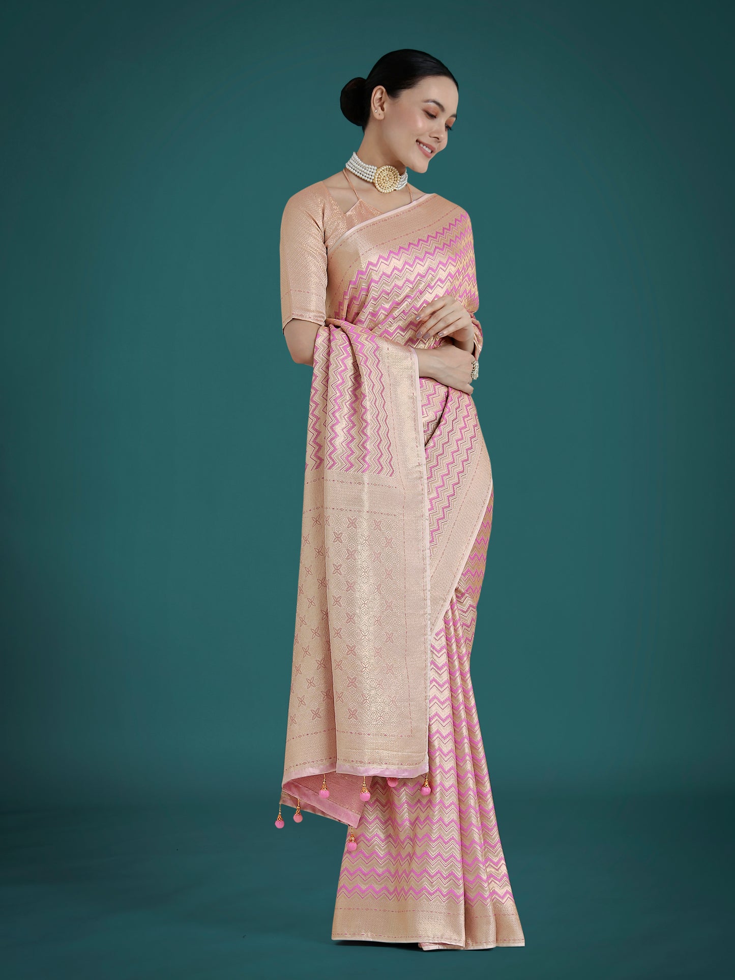 Dhiyona MJ Wonderful Light Lilac Soft Banarasi Satin Silk Leheriya Design Saree