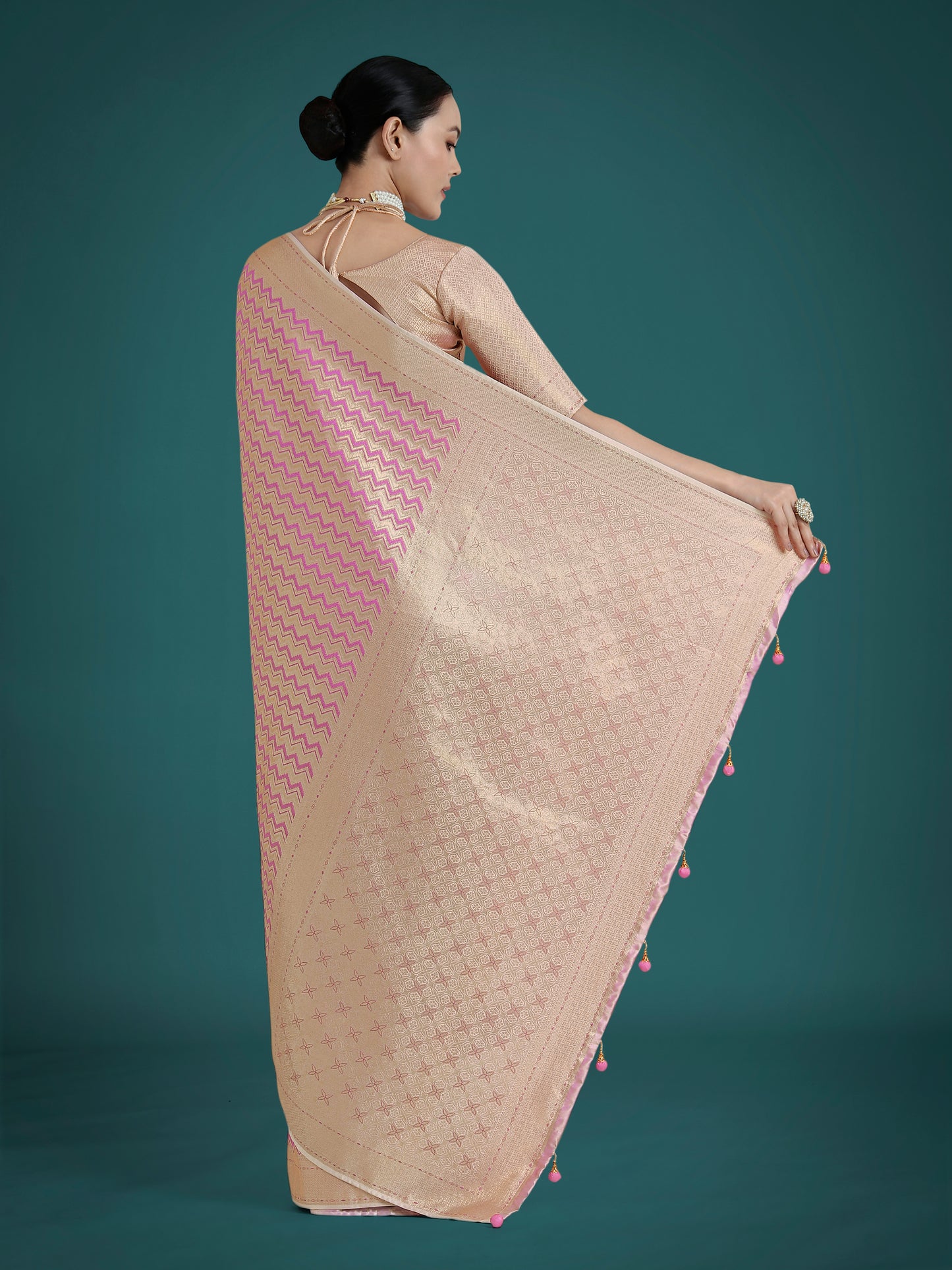 Dhiyona MJ Wonderful Light Lilac Soft Banarasi Satin Silk Leheriya Design Saree