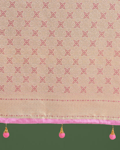 Dhiyona MJ Wonderful Light Pink Soft Banarasi Satin Silk Leheriya Design Saree