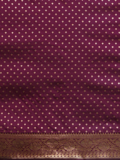 Women's Silk Blend Magenta Woven Design Designer Saree With Blouse Piece