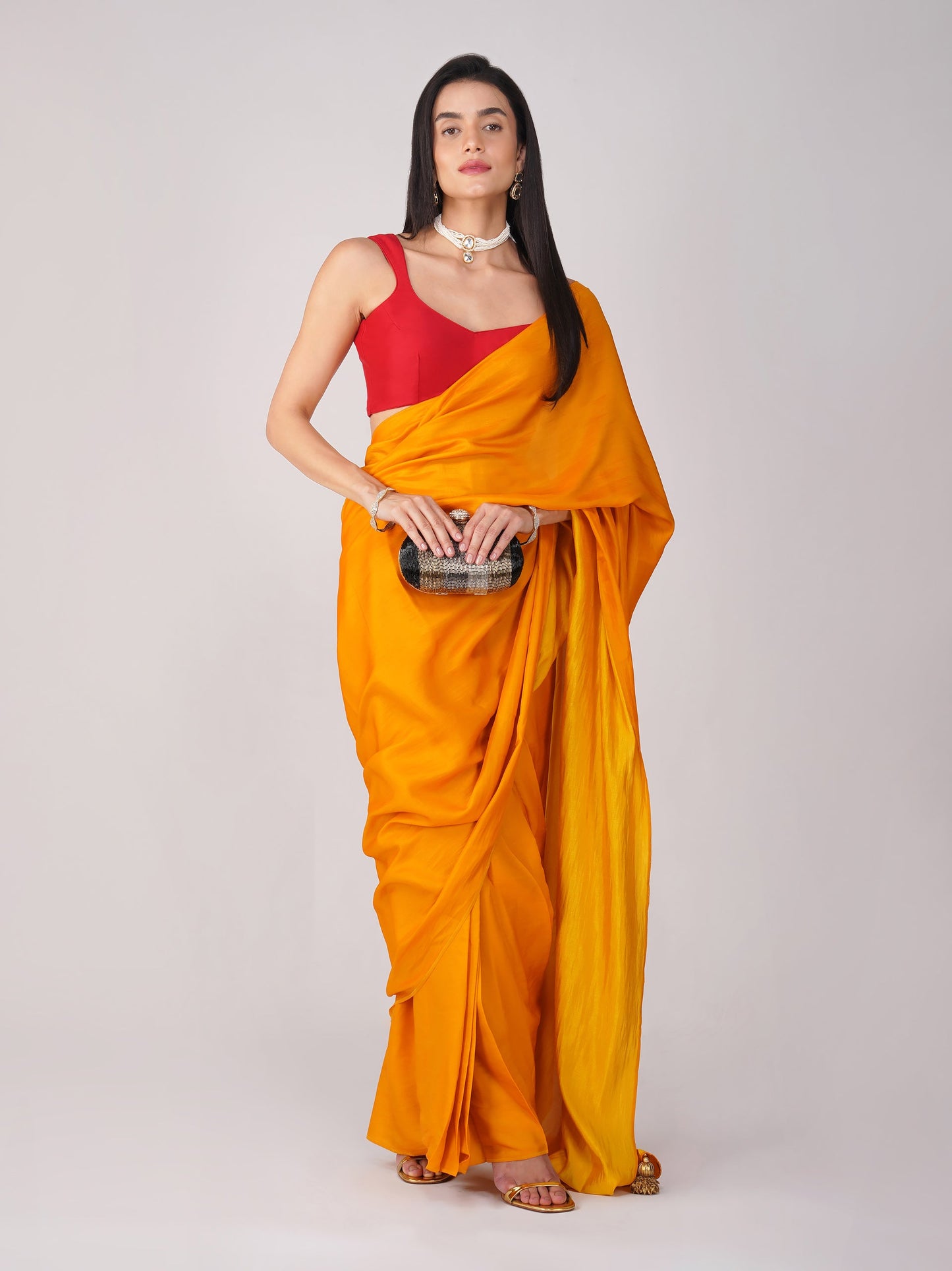 Dhiyona ST Crimson Curve Red Back-Tie Blouse