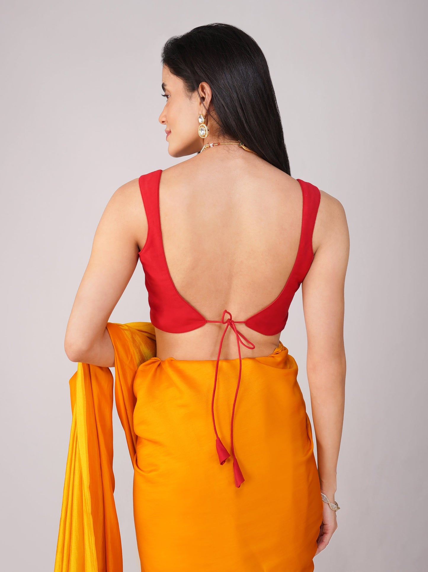Dhiyona ST Crimson Curve Red Back-Tie Blouse