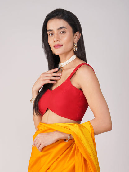 Dhiyona ST Crimson Curve Red Back-Tie Blouse